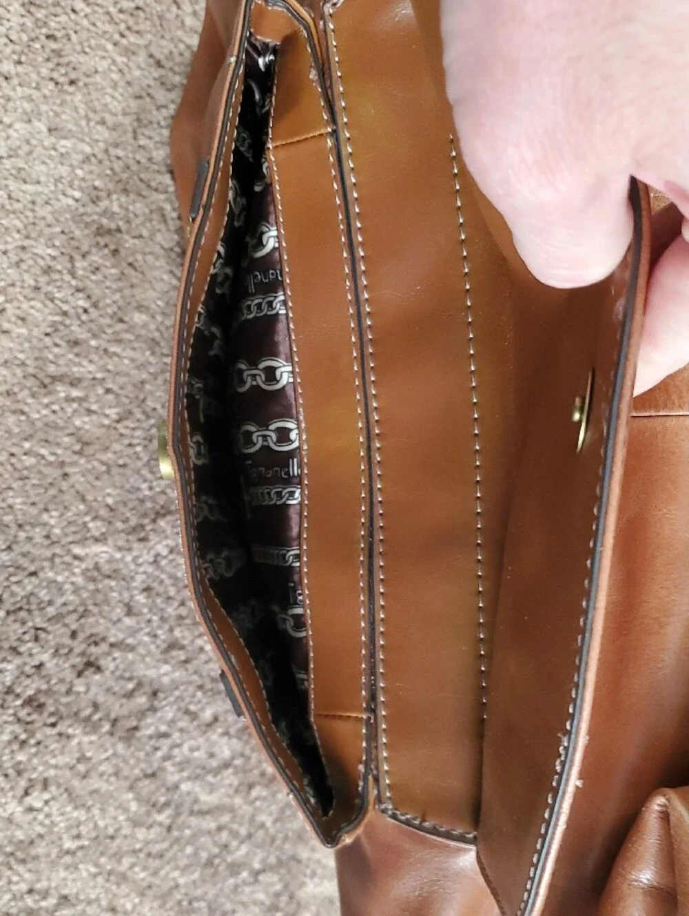 LIKE NEW!! Tignanello Cognac Brown Leather Messenger Bag with Tassel